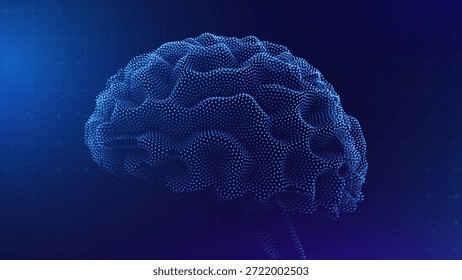Inteligencia Artificial Conciencia Cerebral Hecha de Partículas. Tecnología futurista, mente neuronal, cognición, innovación y concepto de red de datos. AI Ilustración vectorial cerebral. Futuro digital de ciencia ficción.