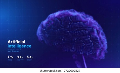 Inteligência Artificial Consciência Cerebral Feita de Partículas. Conceito de tecnologia futurista, mente neural, cognição, inovação e rede de dados. Ilustração do Vetor Cerebral da IA. O Futuro Digital Do Sci-Fi.