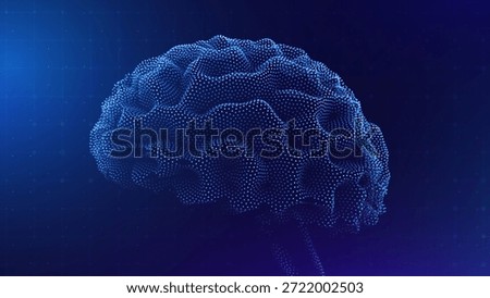 Artificial Intelligence Brain Consciousness Made of Particles. Futuristic Tech, Neural Mind, Cognition, Innovation and Data Network Concept. AI Brain Vector Illustration. Sci-Fi Digital Future.