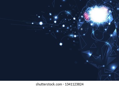 Artificial intelligence brain control, digital futuristic technology abstract background vector illustration