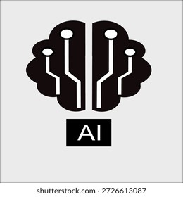 Künstliche Intelligenz Gehirn mit digitaler Schaltung