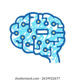 artificial intelligence brain doodle icon sketch vector. artificial intelligence brain sign. isolated symbol illustration
