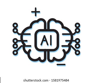 Artificial Intelligence Brain with Electronic Circuit - Icon as EPS 10 File