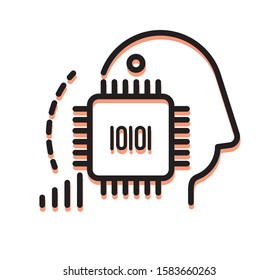 Artificial Intelligence Brain with Electronic Circuit - Icon as EPS 10 File