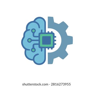 Artificial Intelligence Brain and Gear Concept Illustration Representing Machine Learning Technology Integration