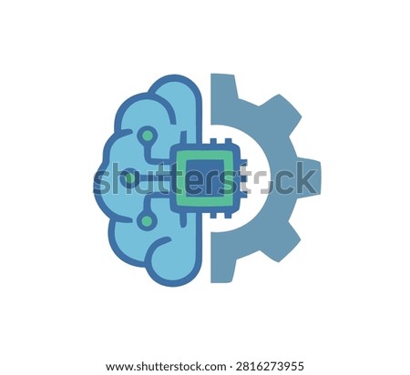 Artificial Intelligence Brain and Gear Concept Illustration Representing Machine Learning Technology Integration