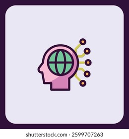 Artificial intelligence brain globe connection technology icon representation