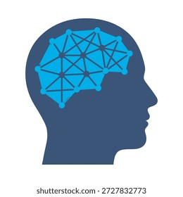 Künstliche Intelligenz Gehirn Symbol blau flach Vektor Design neuronales Netzwerk Symbol Smart Mind Tech Logik Kopf Grafik Element Zeichen