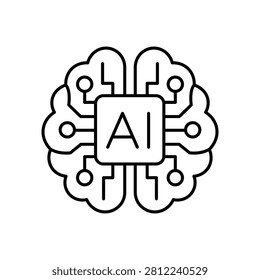 Artificial Intelligence Brain Icon. Circuit Board and AI Symbol.