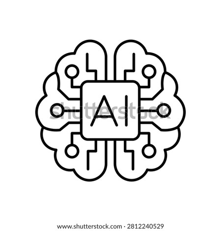 Artificial Intelligence Brain Icon. Circuit Board and AI Symbol.