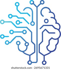Ícone cerebral de inteligência artificial - Ilustração da tecnologia de vetor plano