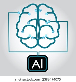 artificial intelligence brain icon on white background