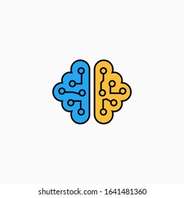 Artificial intelligence brain icon. Vector AI technology concept symbol or design element in flat style.