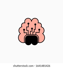 Artificial intelligence brain icon. Vector AI technology concept symbol or design element in flat style.