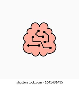 Artificial intelligence brain icon. Vector AI technology concept symbol or design element in flat style.