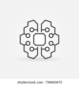 Artificial Intelligence Brain Icon - Vector AI Technology Concept Symbol Or Design Element In Thin Line Style