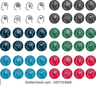 artificial intelligence and brain icons from different colors