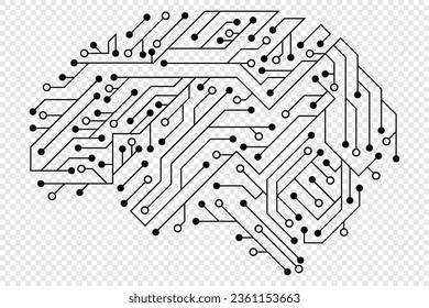 Artificial Intelligence brain illustration with board circuit. Circuit board human brain. Circuit board. Vector illustration