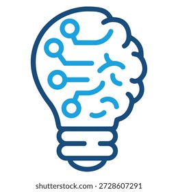 Künstliche Intelligenz Gehirn Glühbirne Outline-Stil