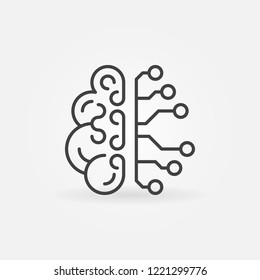 Artificial intelligence brain line icon. Vector Cyberbrain concept outline symbol or logo element