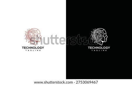 Artificial Intelligence Brain Logo Digital Technology Head Icon AI Machine Learning Concept.