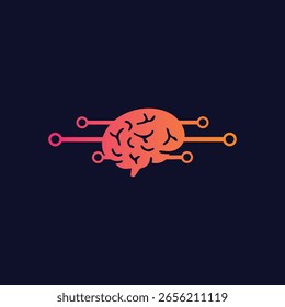Logomarca cerebral de inteligência artificial com circuitos neurais de gradiente