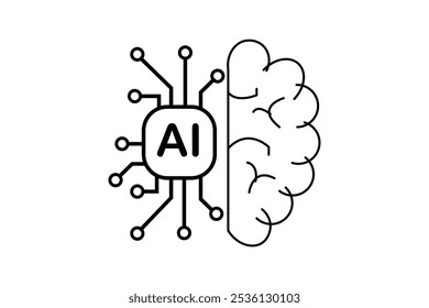 Inteligencia Artificial cerebro logo diseño de Arte vectorial