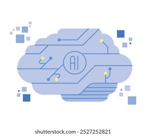 artificial intelligence brain and motherboard isolated