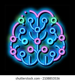 Inteligencia Artificial Vector de señal de luz de neón cerebral. Icono brillante ilustración de símbolo transparente