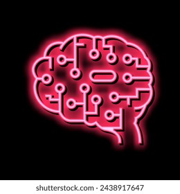 inteligencia artificial cerebro neón signo vector. inteligencia artificial cerebro ilustración