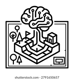 Artificial intelligence brain network concept icon with artificial intelligence technology computer innovation abstract thinking learning