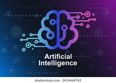 Artificial intelligence, Brain neural circuit line style, Machine learning design, AI. network inside smart devices or electronic gadgets, Technology connected to life, Digital symbol background.