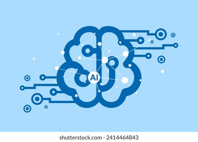 Inteligencia artificial, estilo de línea de circuito neural cerebral, diseño de aprendizaje automático, IA. red dentro de dispositivos inteligentes o dispositivos electrónicos, tecnología conectada a la vida, fondo de símbolo digital.