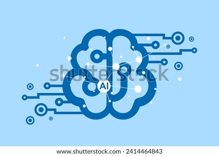 Artificial intelligence, Brain neural circuit line style, Machine learning design, AI. network inside smart devices or electronic gadgets, Technology connected to life, Digital symbol background.