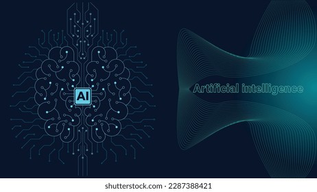 Artificial intelligence with Brain and neural network thinks. AI with learning processing big data, analysis information. Technology background concept.