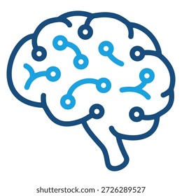 Artificial Intelligence Brain Outline Style