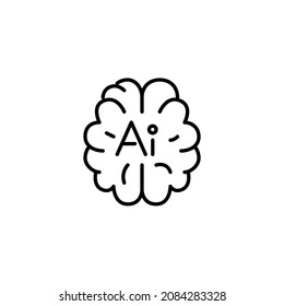 Artificial intelligence brain. Pixel perfect, editable stroke icon