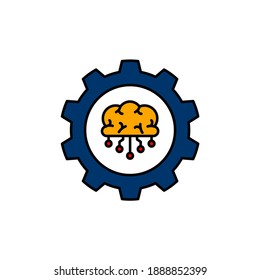 Artificial intelligence brain service. Illustration of technology and artificial intelligence. Vector icon