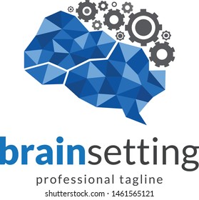 Artificial Intelligence Brain Setting Technology Logo Design Vector Icon Symbol Illustration.