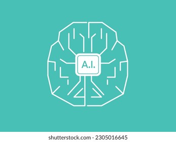 Artificial intelligence in brain shape vector illustration