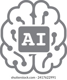 Artificial intelligence brain symbol icon