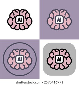 Artificial intelligence brain symbol - artificial intelligence icon.