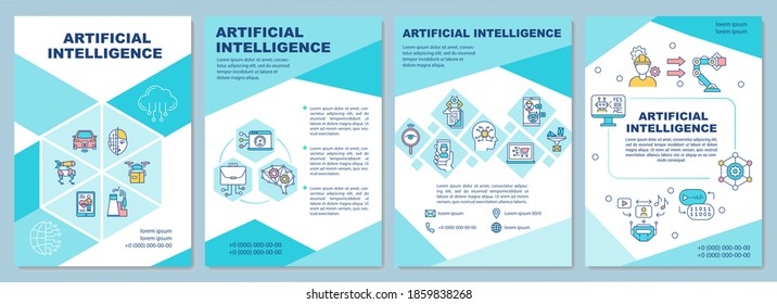 Artificial intelligence brochure template. Digital transformation. Flyer, booklet, leaflet print, cover design with linear icons. Vector layouts for magazines, annual reports, advertising posters