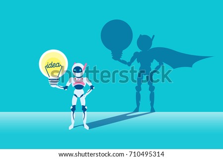 artificial intelligence with bulb on the blue background