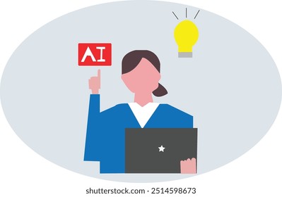artificial intelligence business girl character vector illustrations 