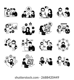 Inteligência Artificial em ilustrações de vetor de negócios