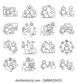 Artificial Intelligence In Business vector illustrations