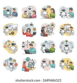 Inteligencia Artificial En Las Ilustraciones vectoriales Empresariales