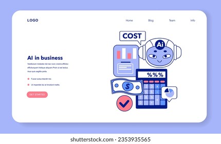 Artificial intelligence in business web banner or landing page. AI-powered production, management and marketing. Self-learning computing system, company profit growth. Flat vector illustration
