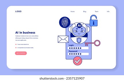Artificial intelligence in business web banner or landing page. AI-powered production, management and marketing. Self-learning computing system, company profit growth. Flat vector illustration